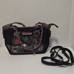 NICOLE LEE Elegant Black and Red Crossbody Bags with Glamorous Accents